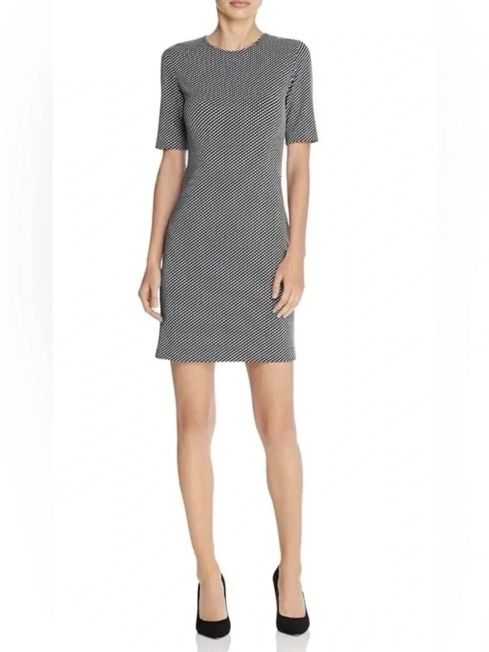Theory Rijik B Claymont Short Sleeve Sheath Dress in Black White Size 4